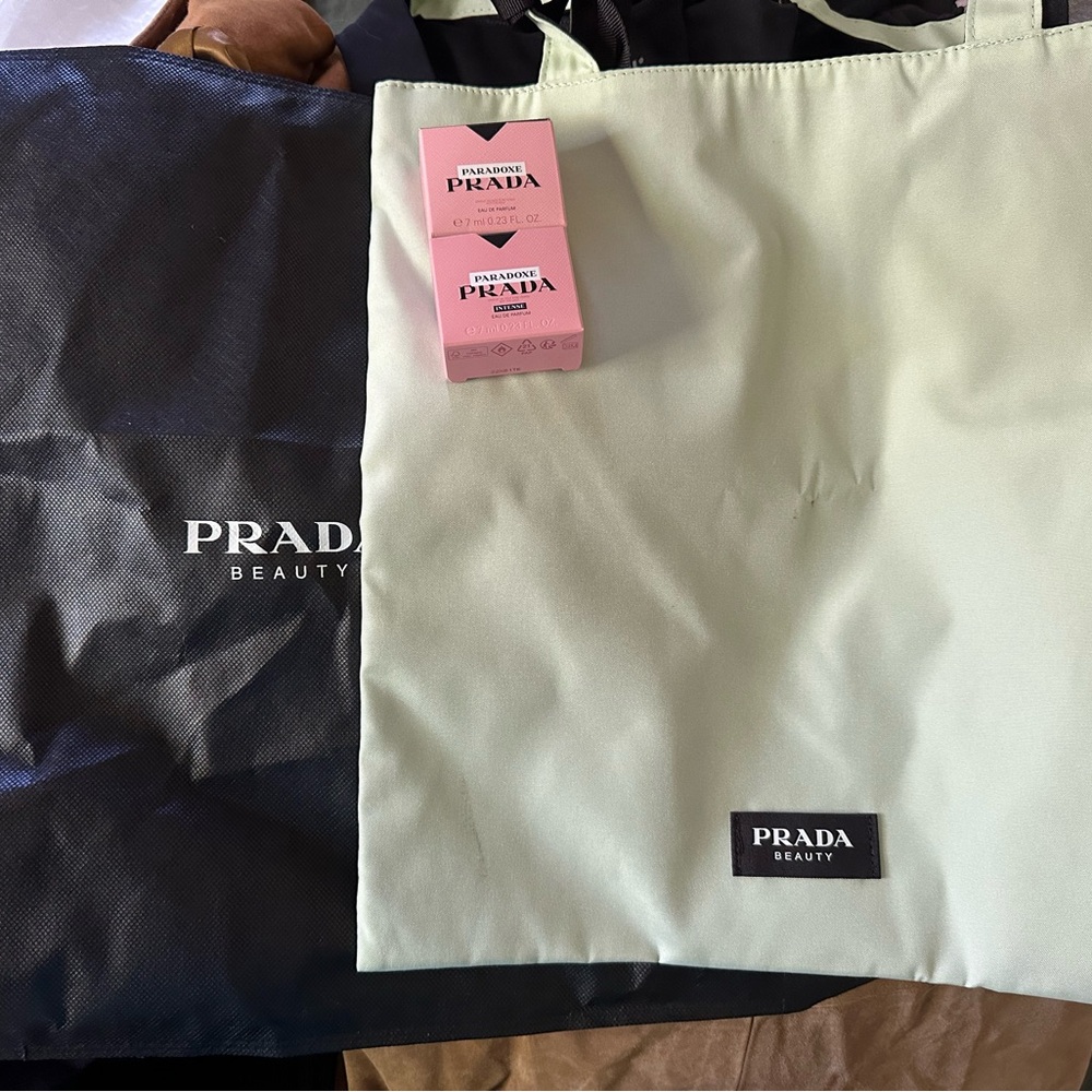 Prada Beauty Light Green Tote Bag
